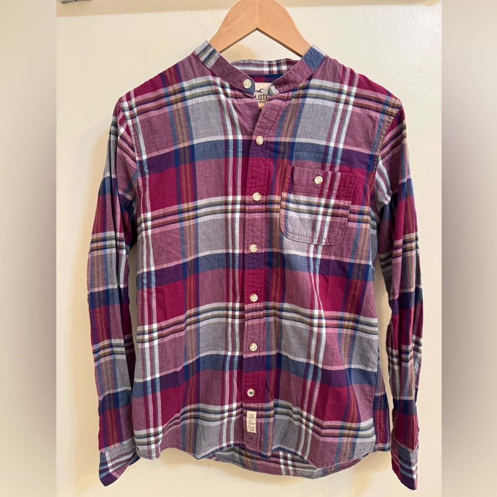 Hollister Plaid Shirt - Burgundy and Gray